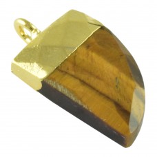 Tiger eye tiger nail shape electro gold plated gemstone charm pendant